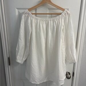 Reformation Linen White Off-Shoulder Blouse